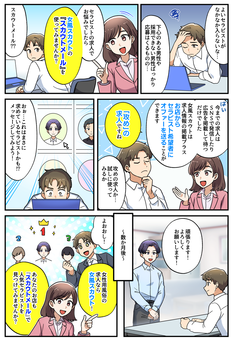 女風スカウト掲載店舗様用解説マンガ